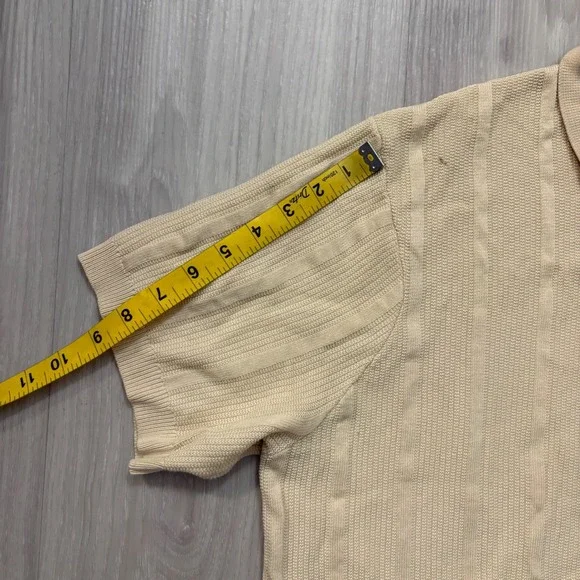 PJ Paul Jones Mens Polo Shirt Beige Textured Knit Short Sleeve Casual Golf XL - Picture 7 of 14